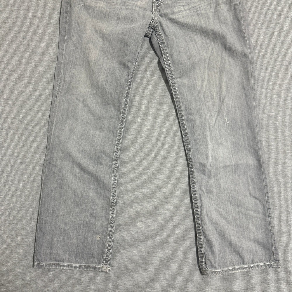 BKE Derek Straight Mens Gray Distressed Jeans 33R ABM12037 Thick Stitch - Picture 10 of 16